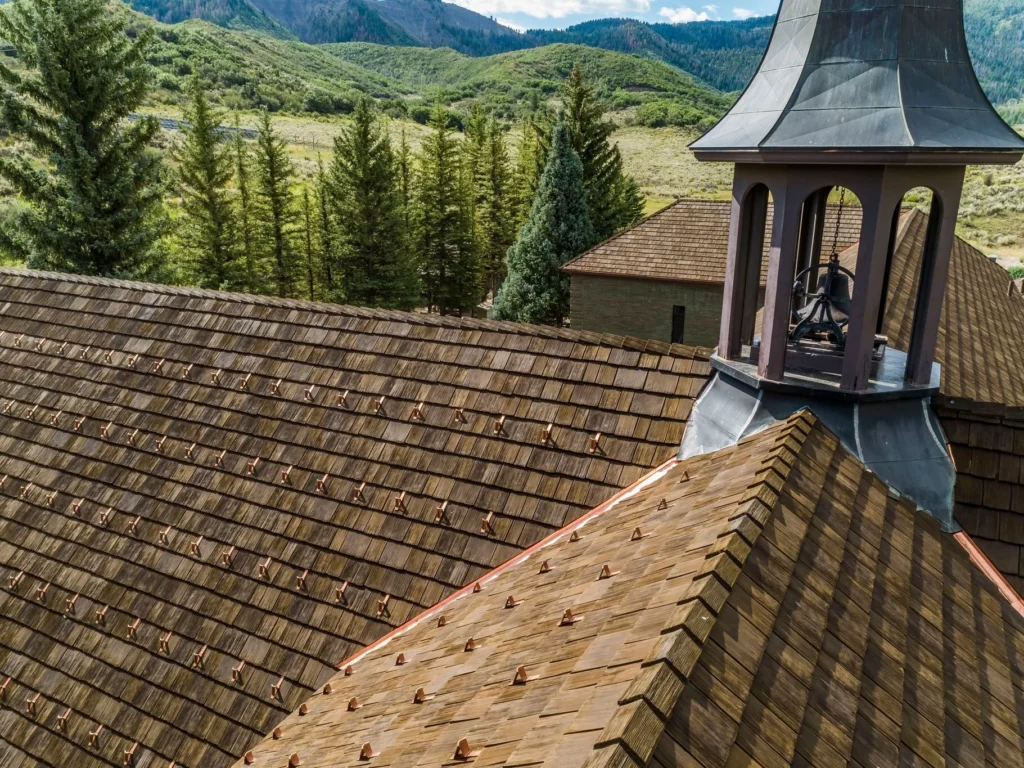 Synthetic composite roof with Colorado mountain views.