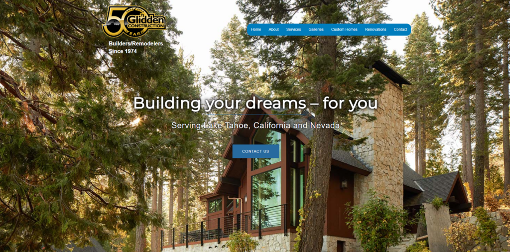 Screenshot of the TJ Glidden Construction website. 