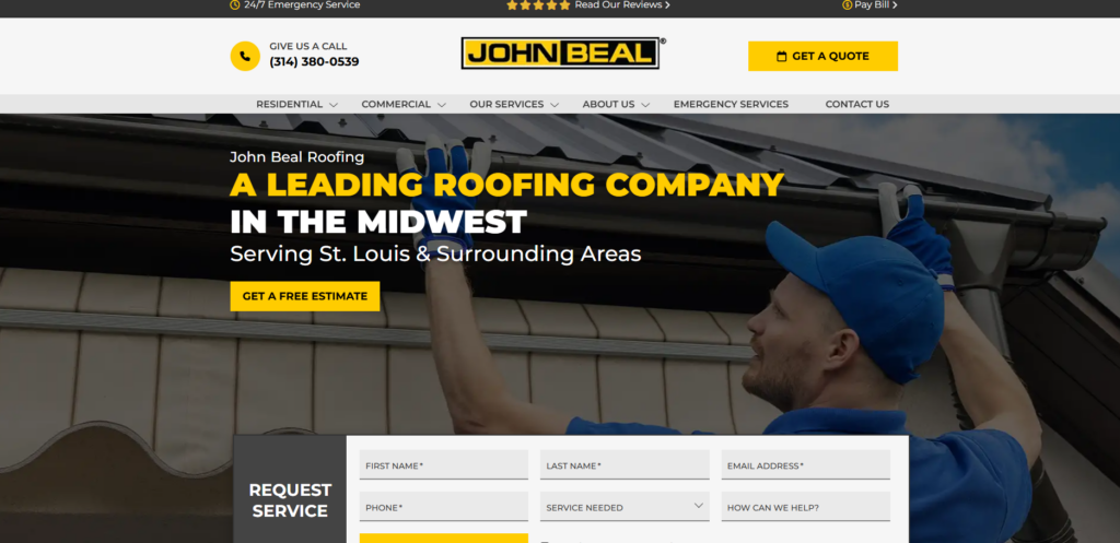 John Beal Roofing homepage
