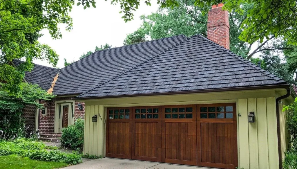 An image of synthetic cedar as a roofing material.