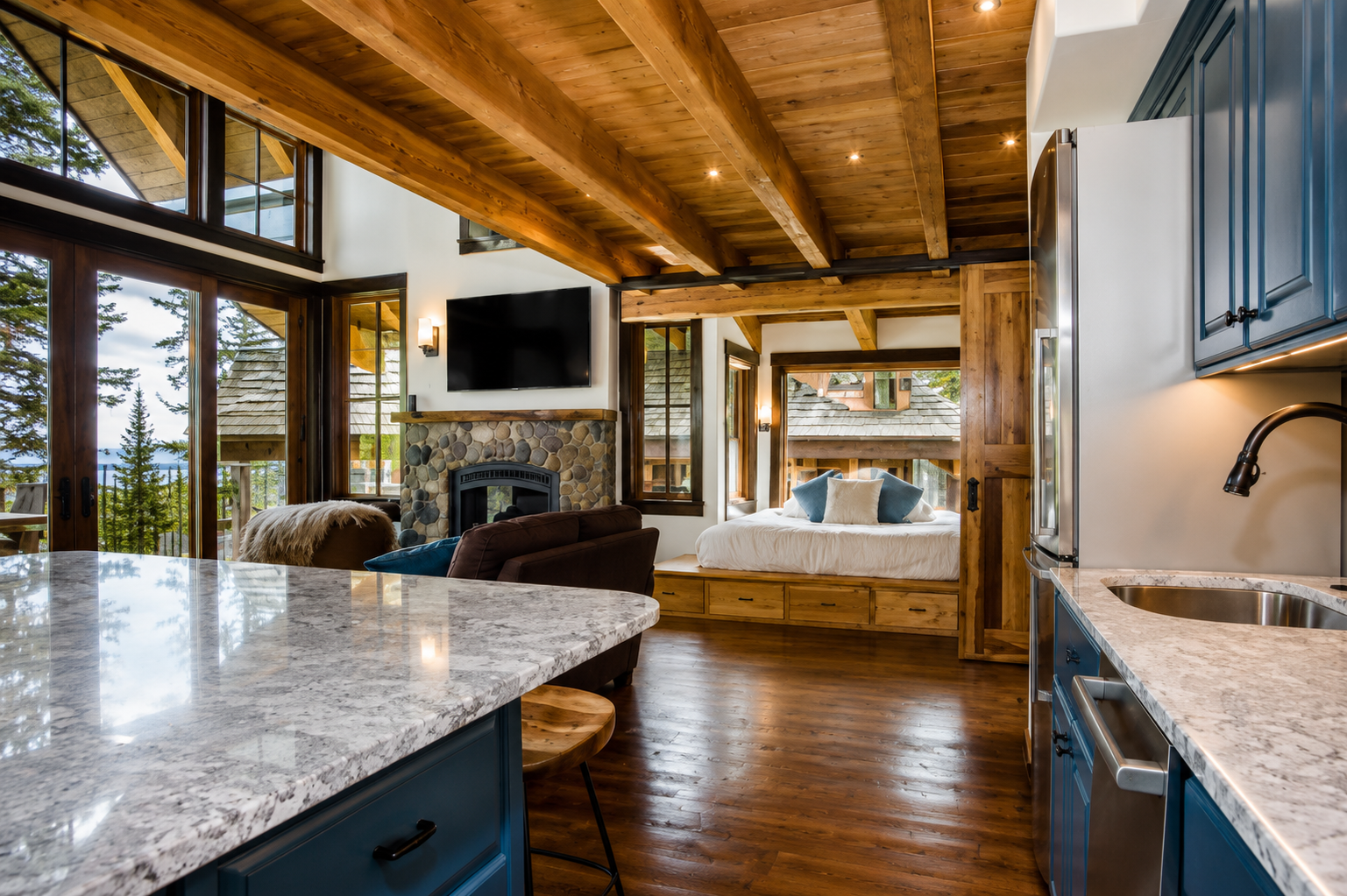 Modern chalet kitchen in Snow Bear Chalets construction project.