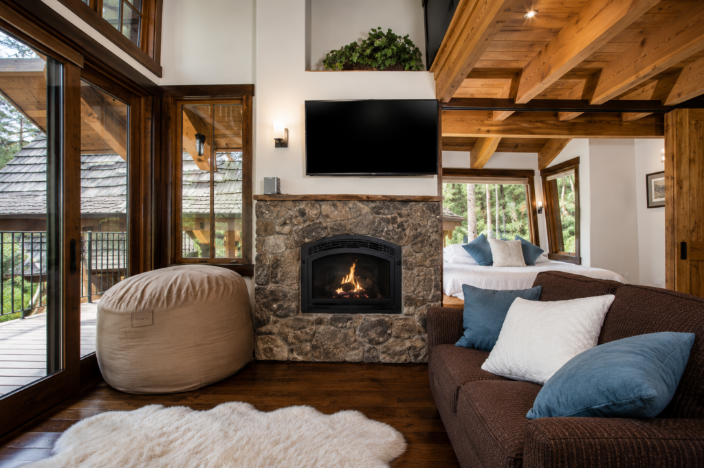 Interior view beneath Snow Bear Chalets at Whitefish Mountain Resort, Montana