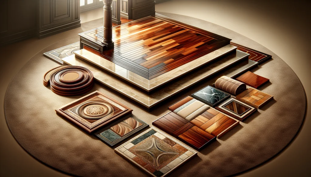 A collage of various flooring materials.