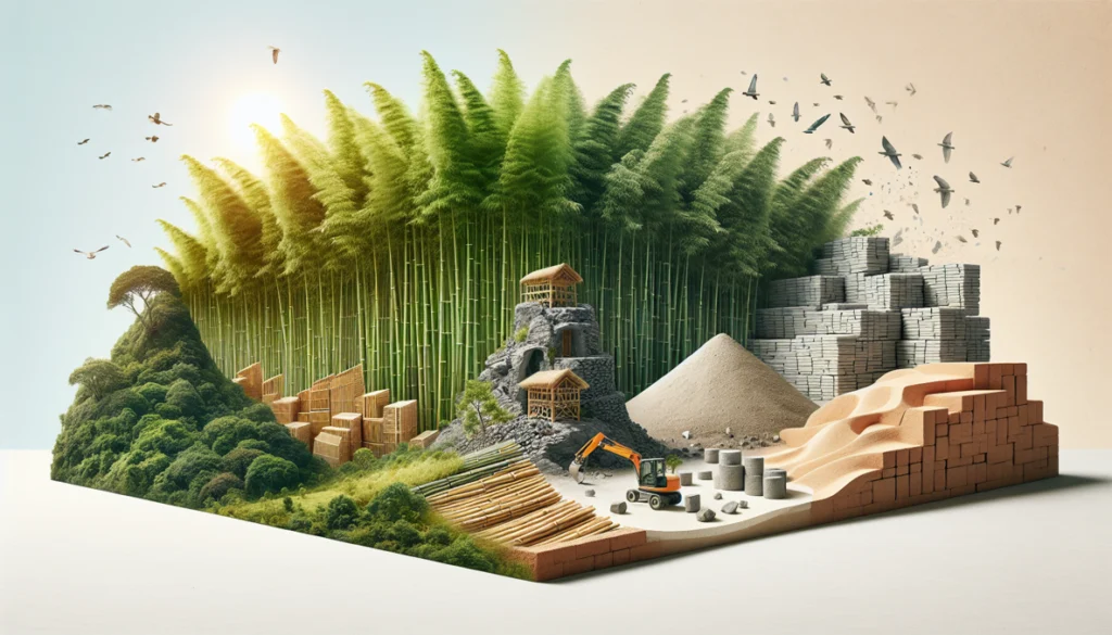 Illustration of Renewable Materials for Sustainable Buildings.