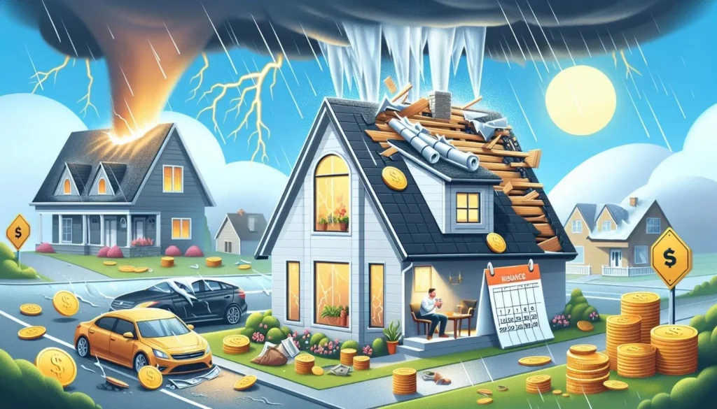 Storm-damaged home with rising repair costs.