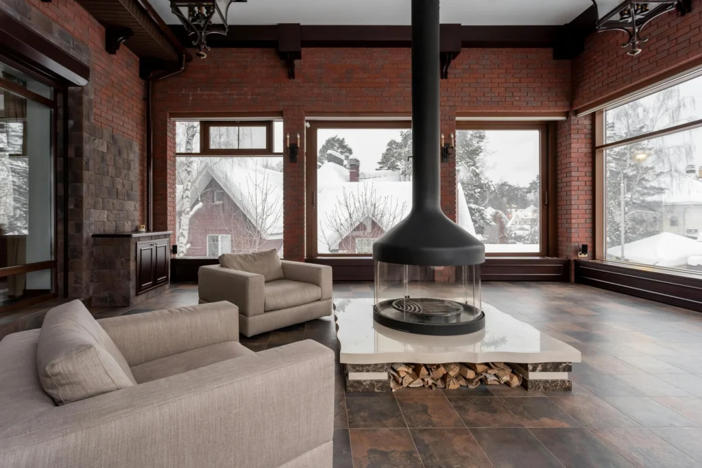 Modern fireplace with minimalist design