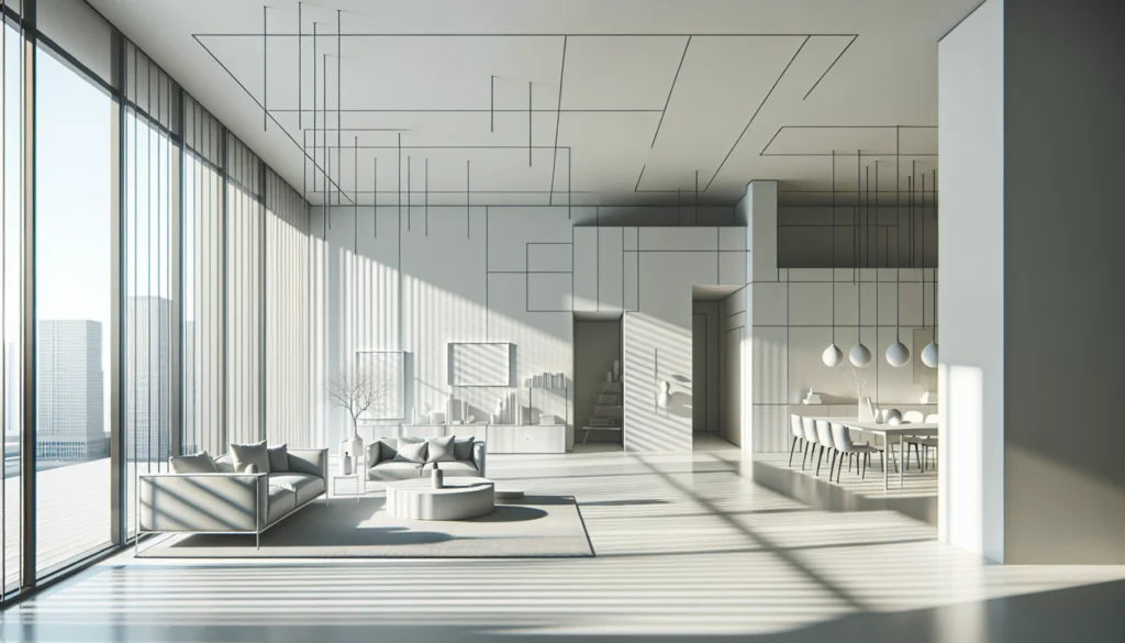 Minimalist interior design with clean lines and open spaces