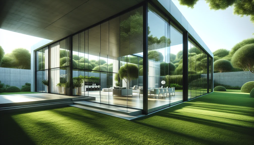 Modern house with expansive glass walls