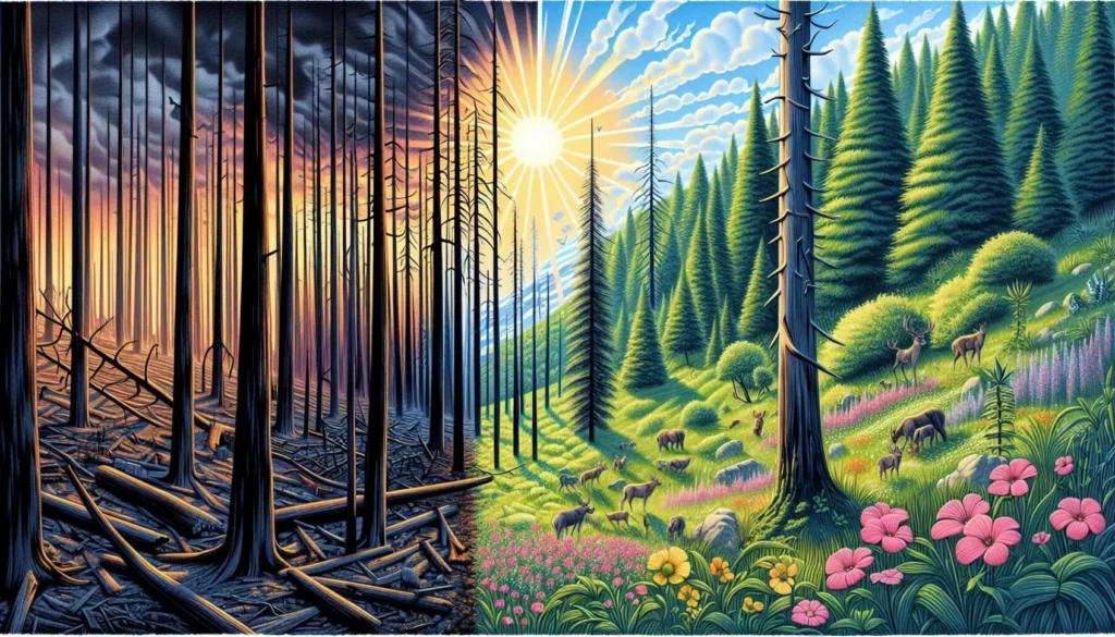 Washington ecosystems before and after wildfires. 