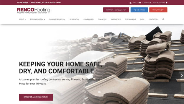Renco roofing webpage.