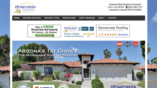 Stonecreek Roofing website graphic.