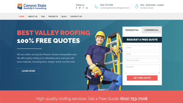 Arizona roofing website.