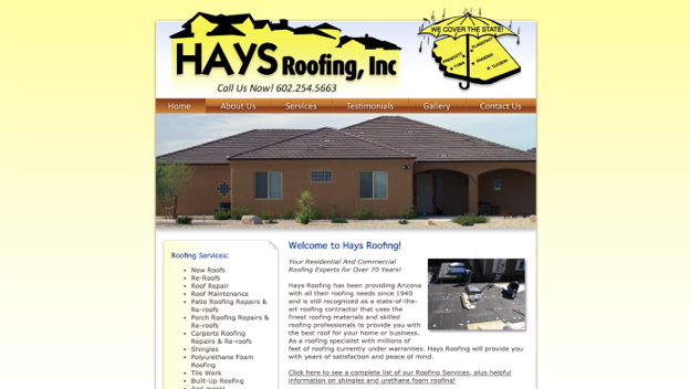 Phoenix roofing website snapshot.