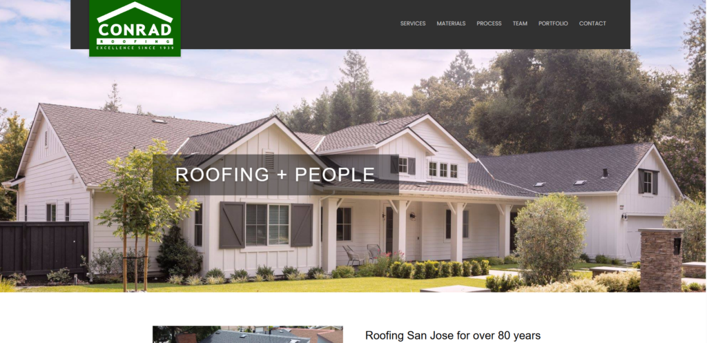 Conrad Roofing website homepage.