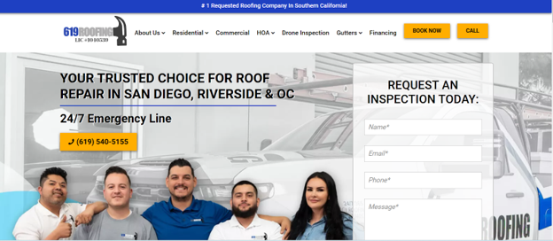 619 roofing website.