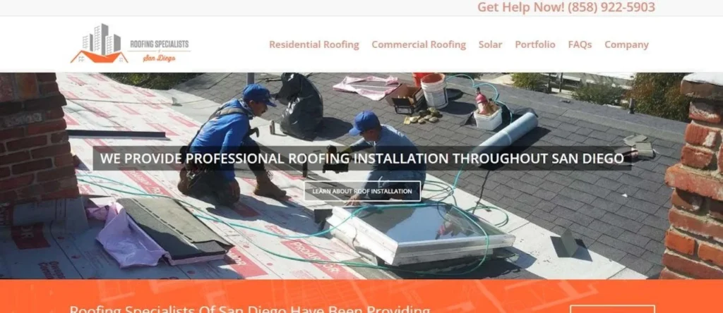 Roofing specialists website.