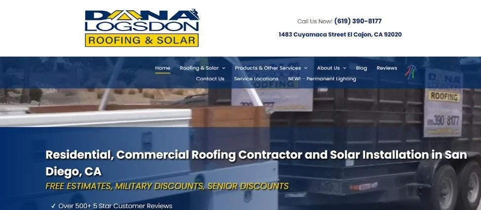 Dana Logsdon roofing website.