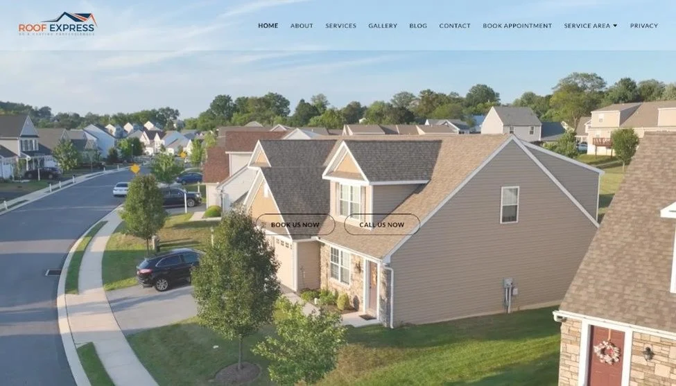 Roof Express website homepage.