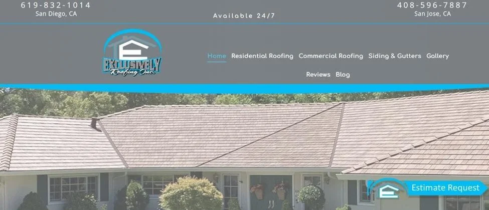 Exclusively Roofing homepage.
