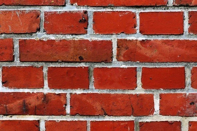Close up view of red bricks.