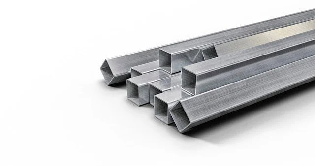 Metal bars used to reinforce concrete.