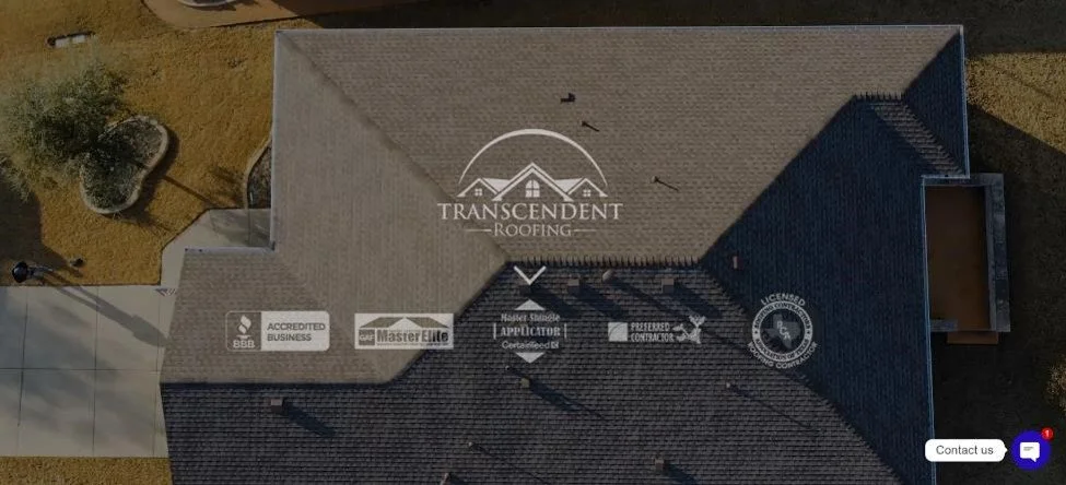 Transcendent Roofing Of Austin home page from their website. 
