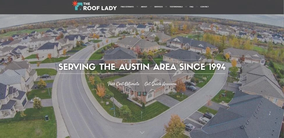 The Roof Lady, LLC home page from their website. 