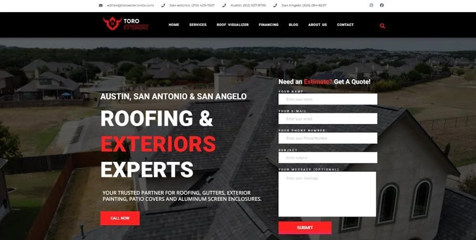 Toro Exteriors home page from their website. 