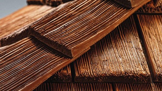A close up of cedar wood planks. 