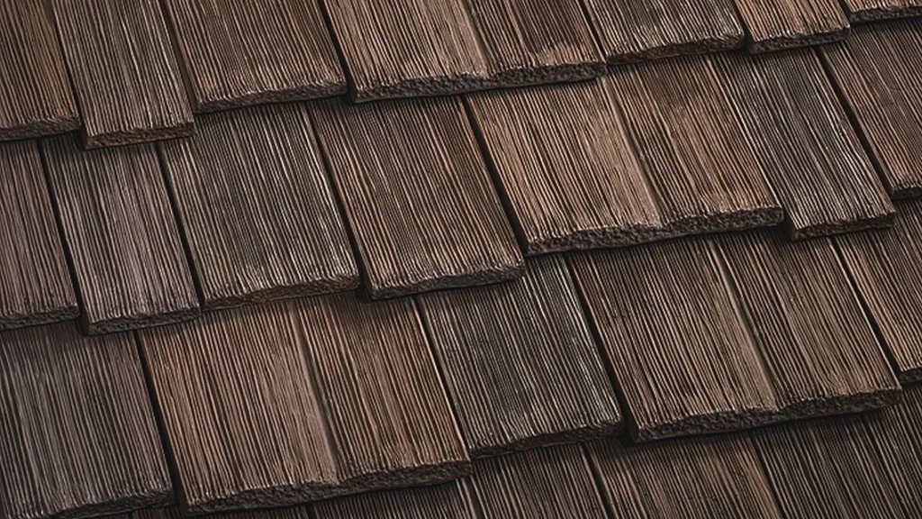 Close up of CEDUR synthetic shingles. 