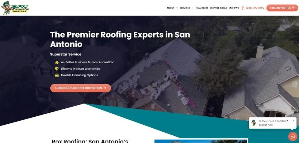 Rox Roofing website homepage.