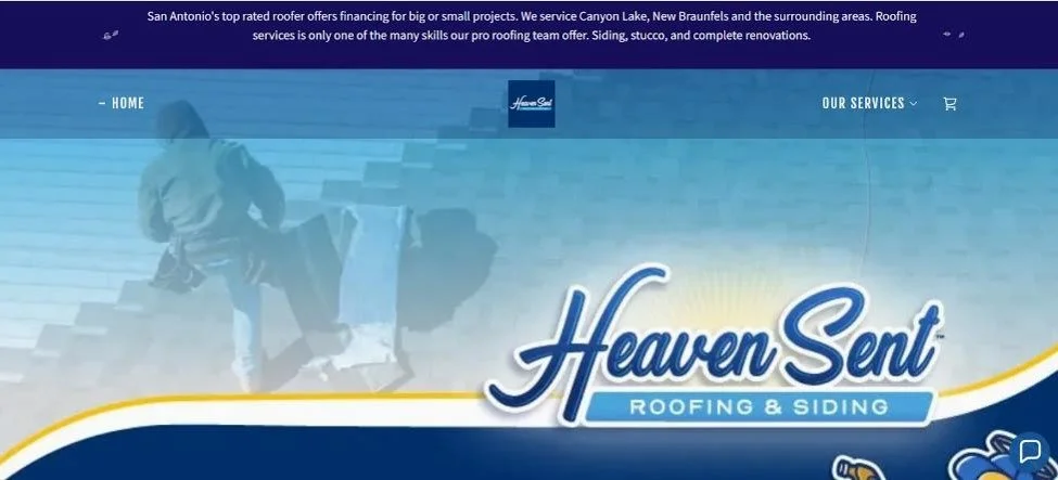 Heaven Sent Roofing LLC website homepage.