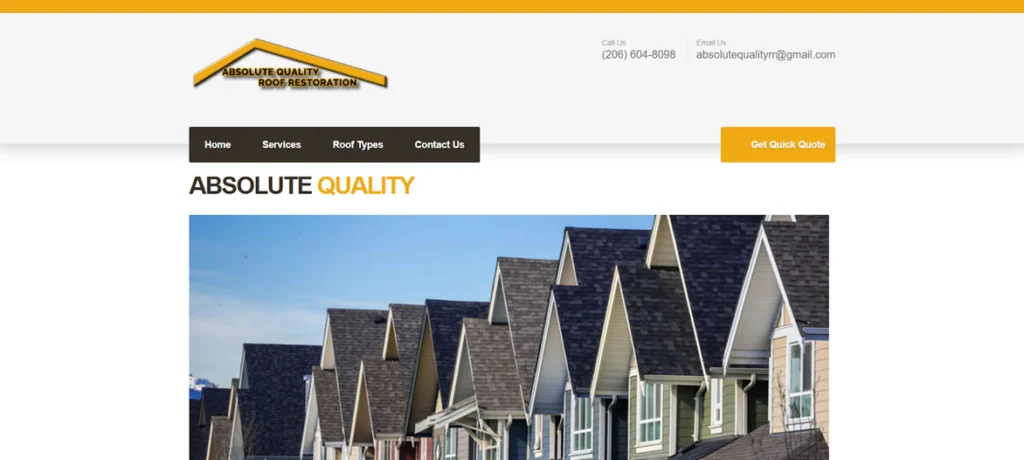 Absolute Quality Roof Restoration website homepage