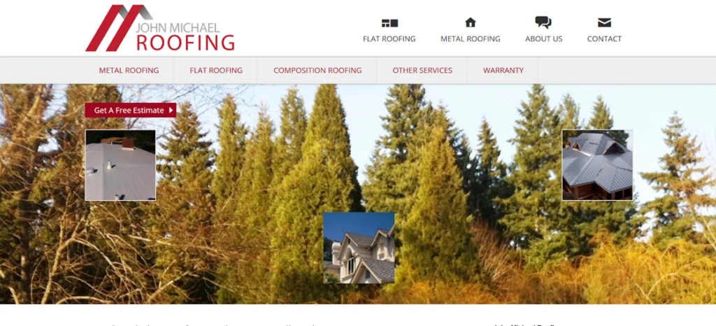 John Michael Roofing website homepage
