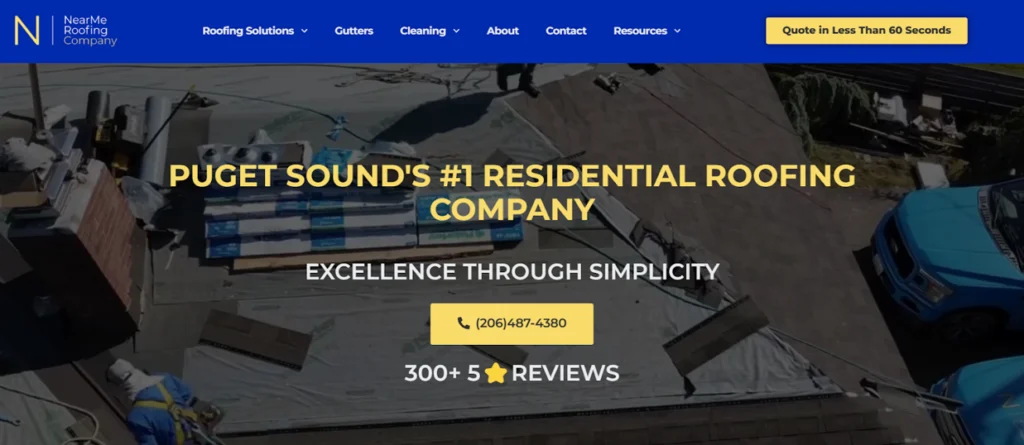 NearMe Roofing Company website homepage