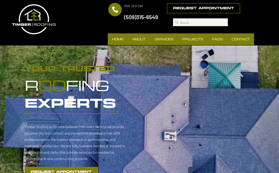 Timber Roofing website homepage. 
