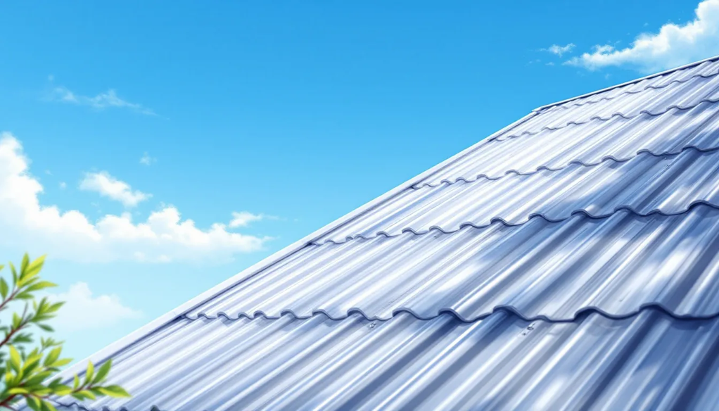 An image of a metal roof on a house. 