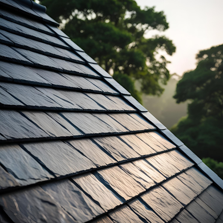 Natiral slate roof on a house.