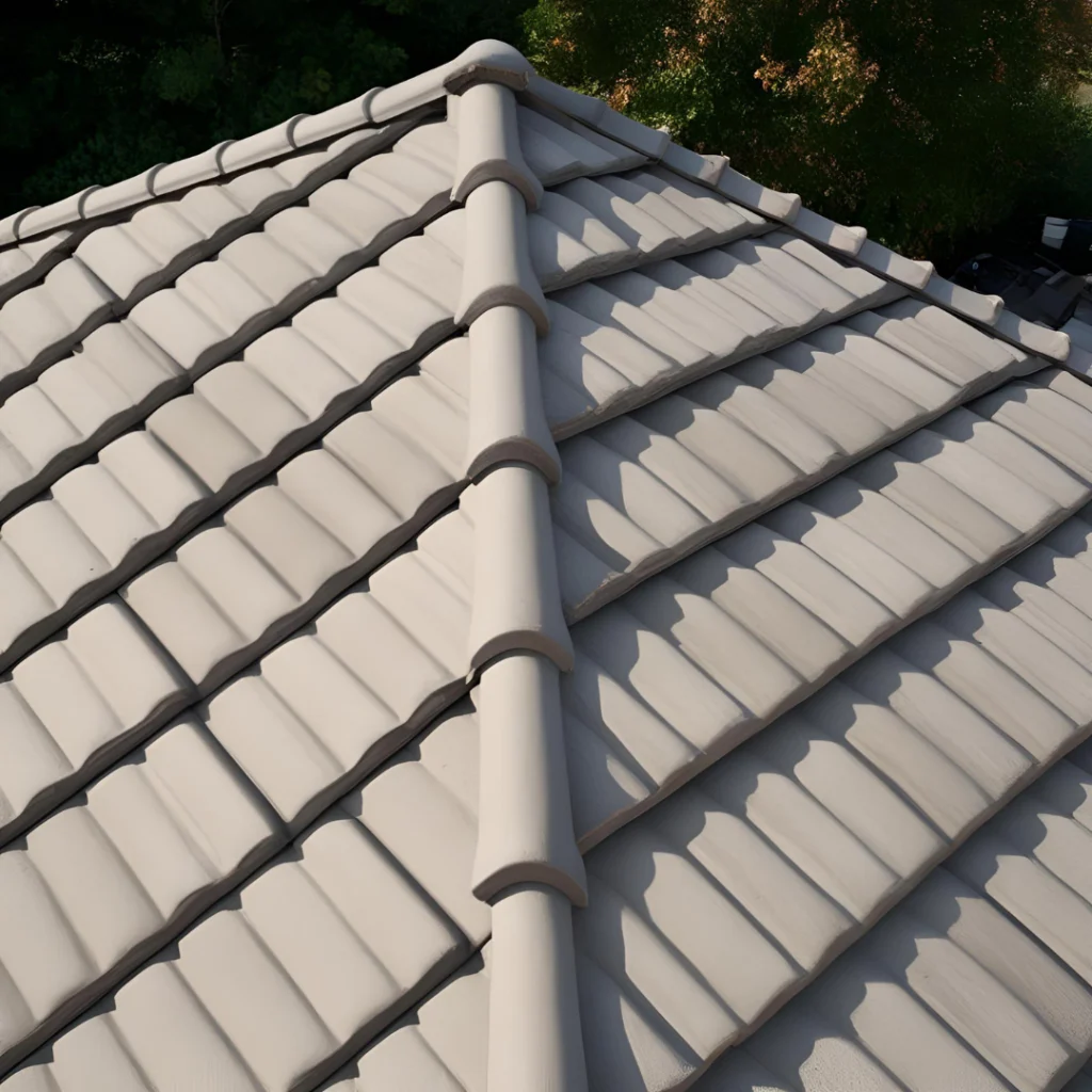 Concrete  tiles on a house roof. 
