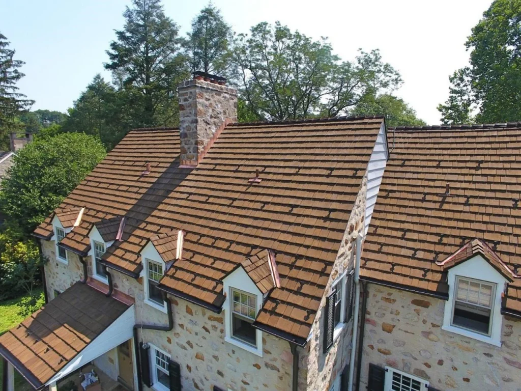A new composite roof on a house. 