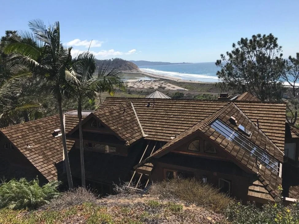Beach house roof exposed to salt air, high winds, and sun.