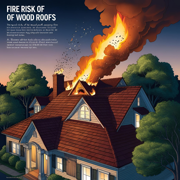 Illustration of the fire risk of wood roofs