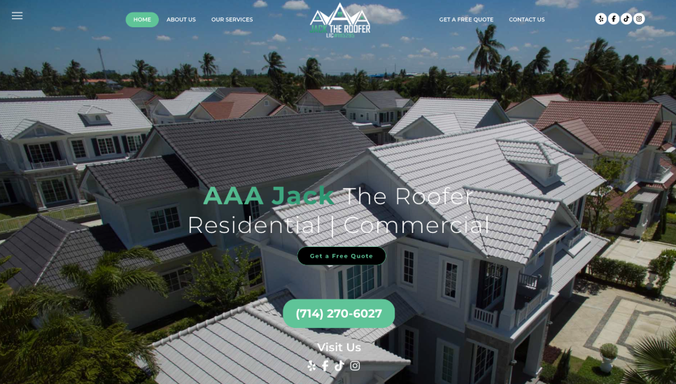 AAA Jack The Roofer website homepage. 