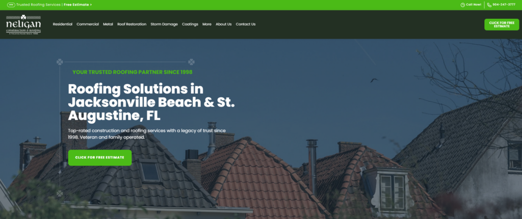 Neligan Construction & Roofing homepage