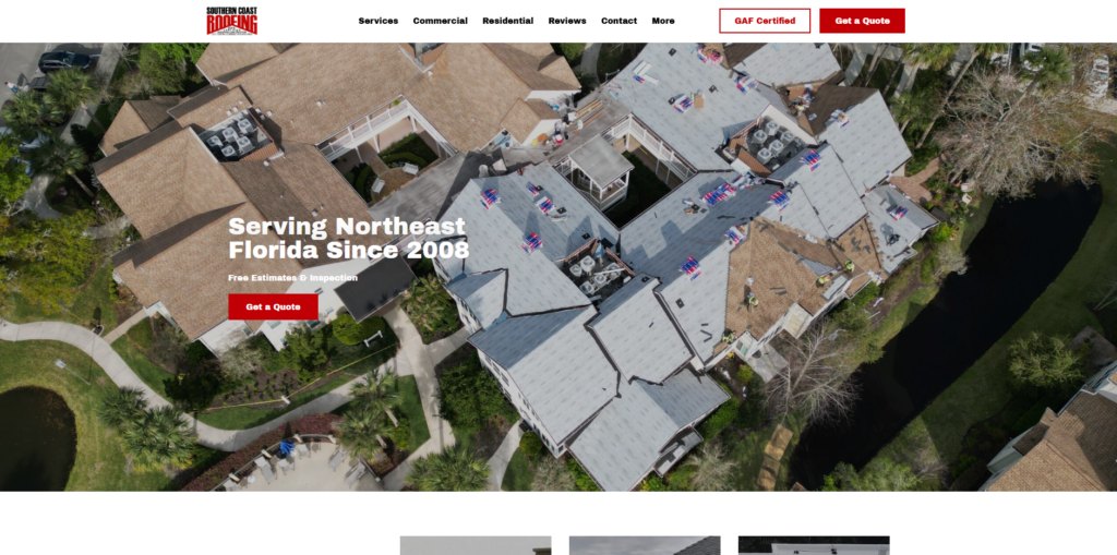 Southern Coast Roofing homepage.