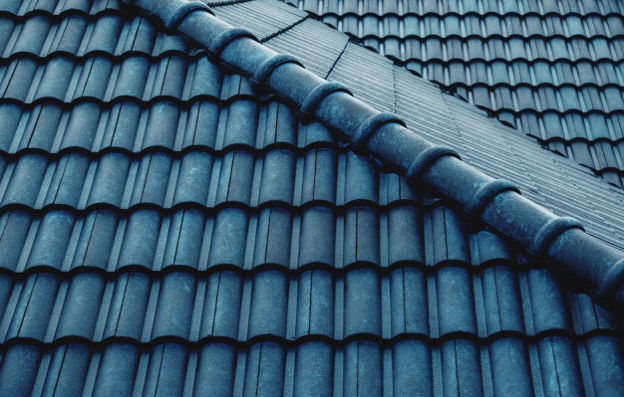 Close up of slate roofing tiles.