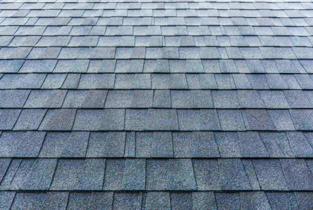 Asphalt shingles on a roof.