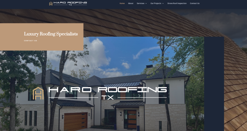 An image of Haro Roofing’s homepage.