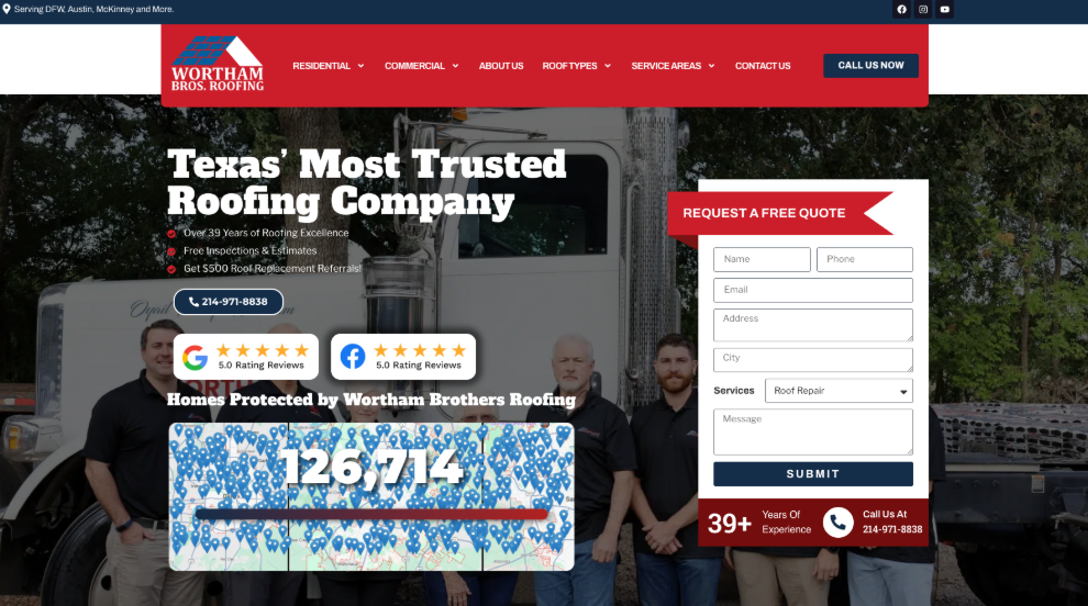 An image of Wortham Brothers’s homepage.