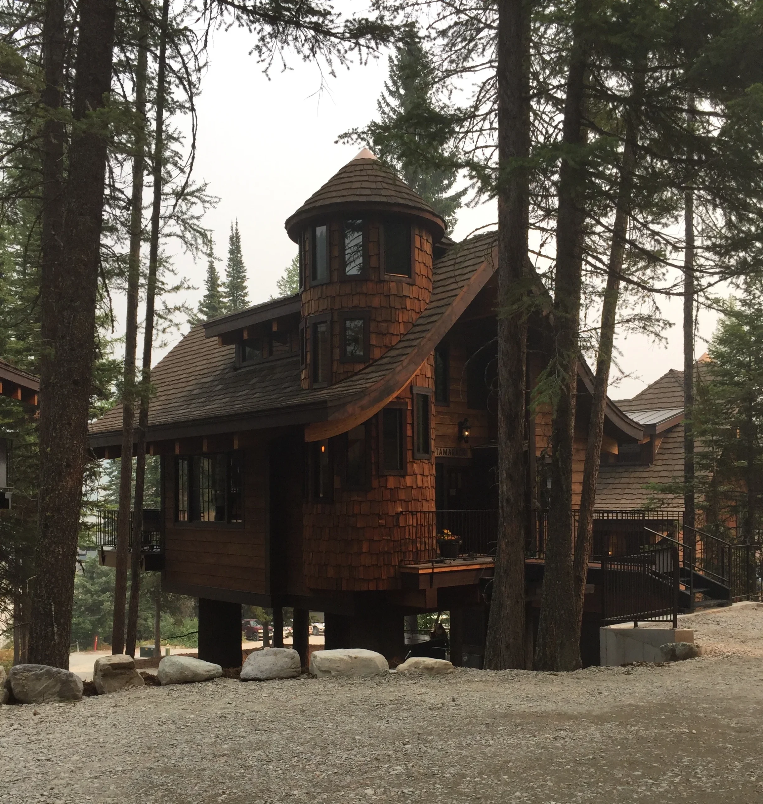 A treehouse style cottage.